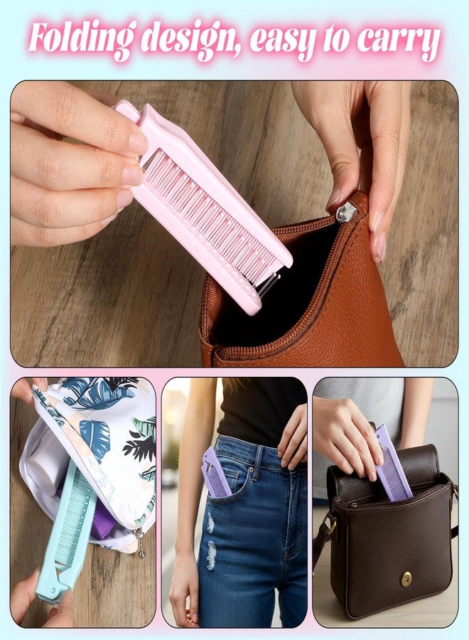 Tweruna 3 Piece Mini Foldable Comb, Portable Travel Comb for Women, Pocket Foldable Comb Brush Combo with Dual-Headed Design, Small Travel Folding Combs for Purse Bags Pocket(Pink, Purple, Blue) - Image 4